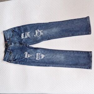 👖 Akademiks Boys Blue Denim Thrashed Distressed Jeans. Size 12.